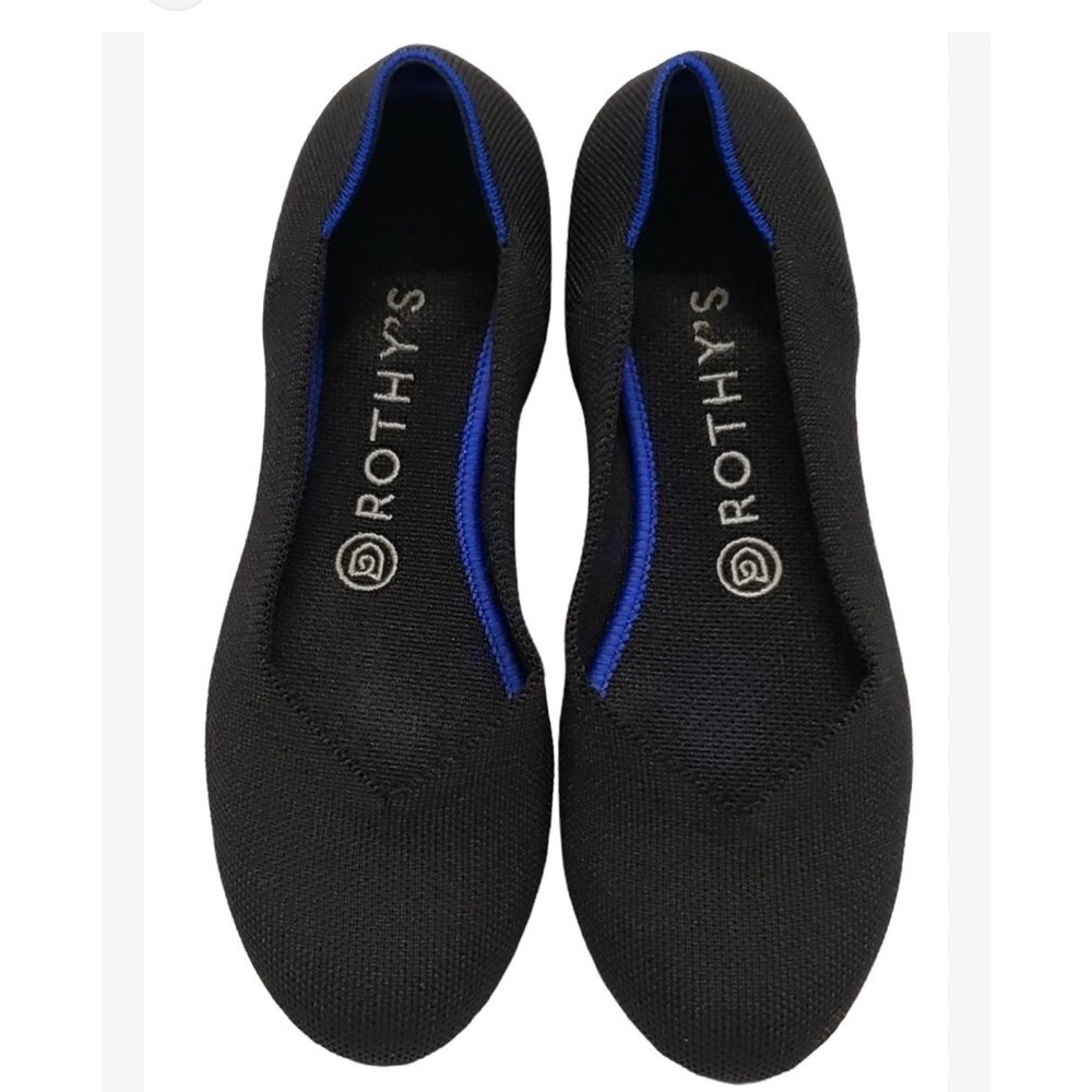 Rothys The Flat Black Solid Round Toe Knit Ballet Flats Womens Size 12
